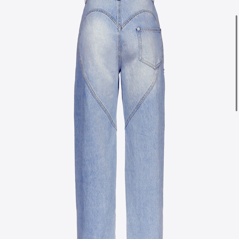 AREA Crystal Slit Jeans 25 NWT Blue Straight Leg Jeans - Picture 3 of 4